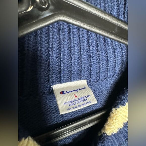 Champion Japan C8-A606 Varsity Knit Zip Jacket Navy Wool Blend Unisex Rare - Picture 7 of 10